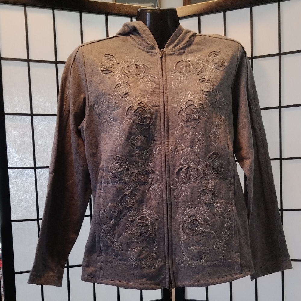 Gray Embroidered Women's Jacket